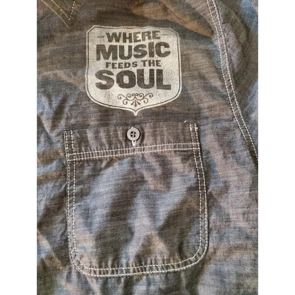 House Of Blues Womens Gray Chambray Button Up Cotton Shirt Top L - Picture 7 of 12